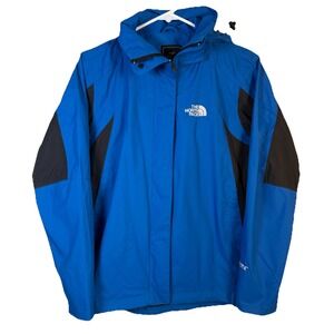 The North Face GORE-TEX Jacket Women M Blue Black HyVent Hooded Waterproof Shell